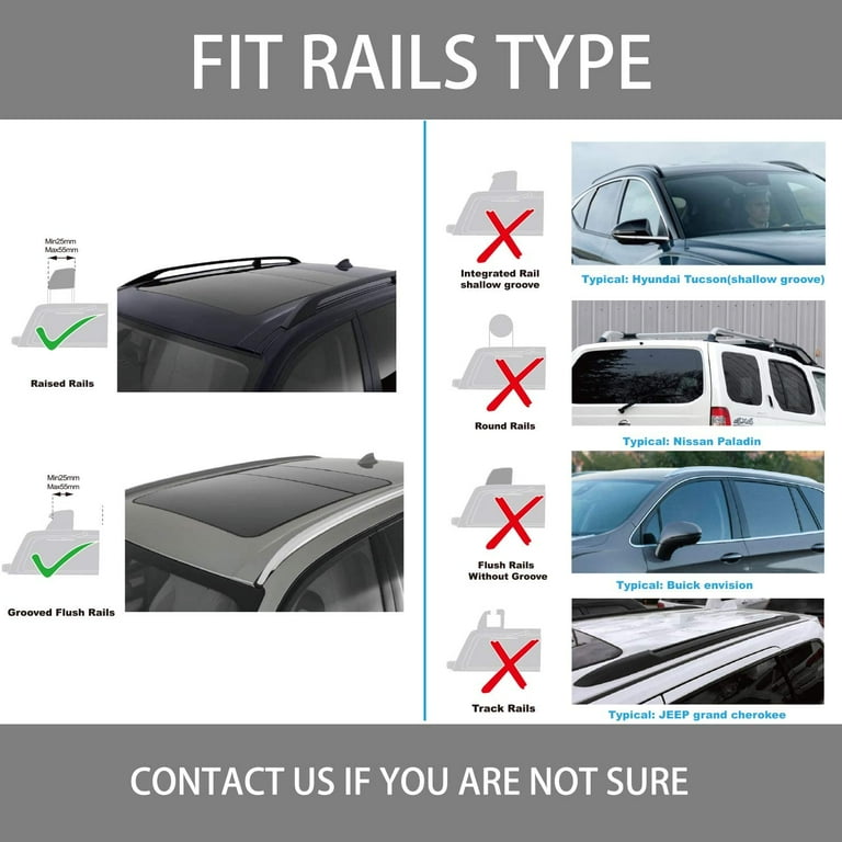 Universal fit roof rack cross bars for flush railings deals