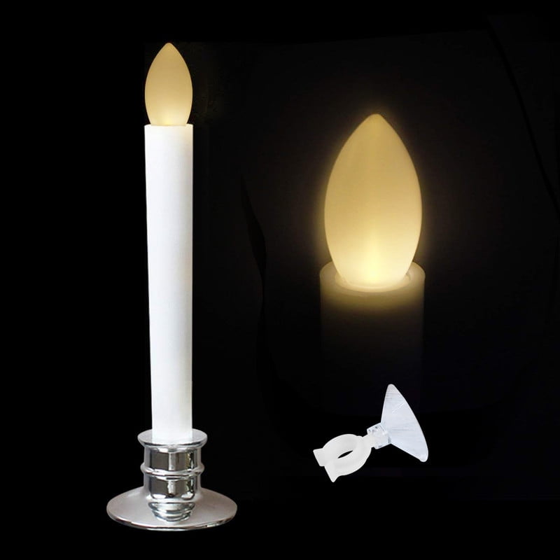 10pcs Remote Controlled Flameless Taper Candles with Automatic Timer and Suction Cups Flickering Battery LED Candles for Year-Round Home Decor, Christmas Wedding Centerpiece