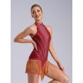 thumbnail image 2 of RUNQHUI Robe de Danse de Salon Salsa Tango Sans Manches Col en V Lyrique Jazz Bourgogne L, 2 of 6