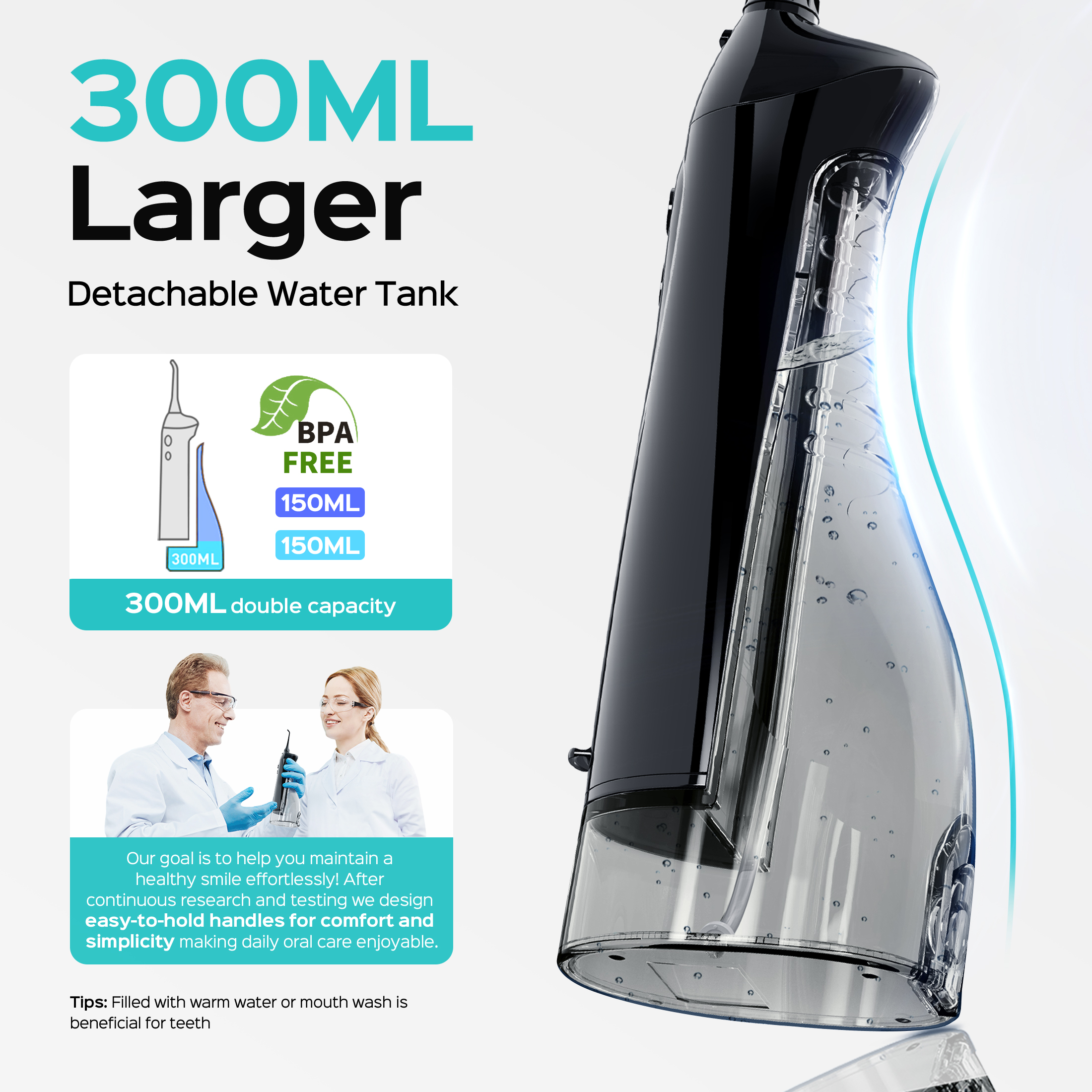 Coslus Cordless Water Dental Flosser 300ml photo 5