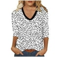 thumbnail image 4 of 3/4 Manga Superior, Moda Casual Impresión V-Cuello Blusa Hecha de Cómodo Estante de Imitación para Toda la Temporada de Uso Diario, Tops de Moda de Mujer, 4 of 6