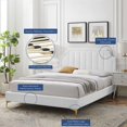 thumbnail image 4 of Platform Bed Frame, Twin Size, Velvet, White, Modern Contemporary Urban Design, Bedroom Master Guest Suite, 4 of 10