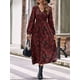thumbnail image 3 of Lucakuins Vestido largo para mujer, elegante vestido floral de manga larga con cuello en V, vestido casual de otoño para la calle diaria Lucakuins moda, 3 of 9