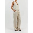 thumbnail image 4 of QATAINLAV Women's Summer 2 Piece Outfits Cotton Linen Button Down Sleeveless Blazer Vest and Wide Leg Pant Sets Business Suits, Beige, XL, 4 of 7