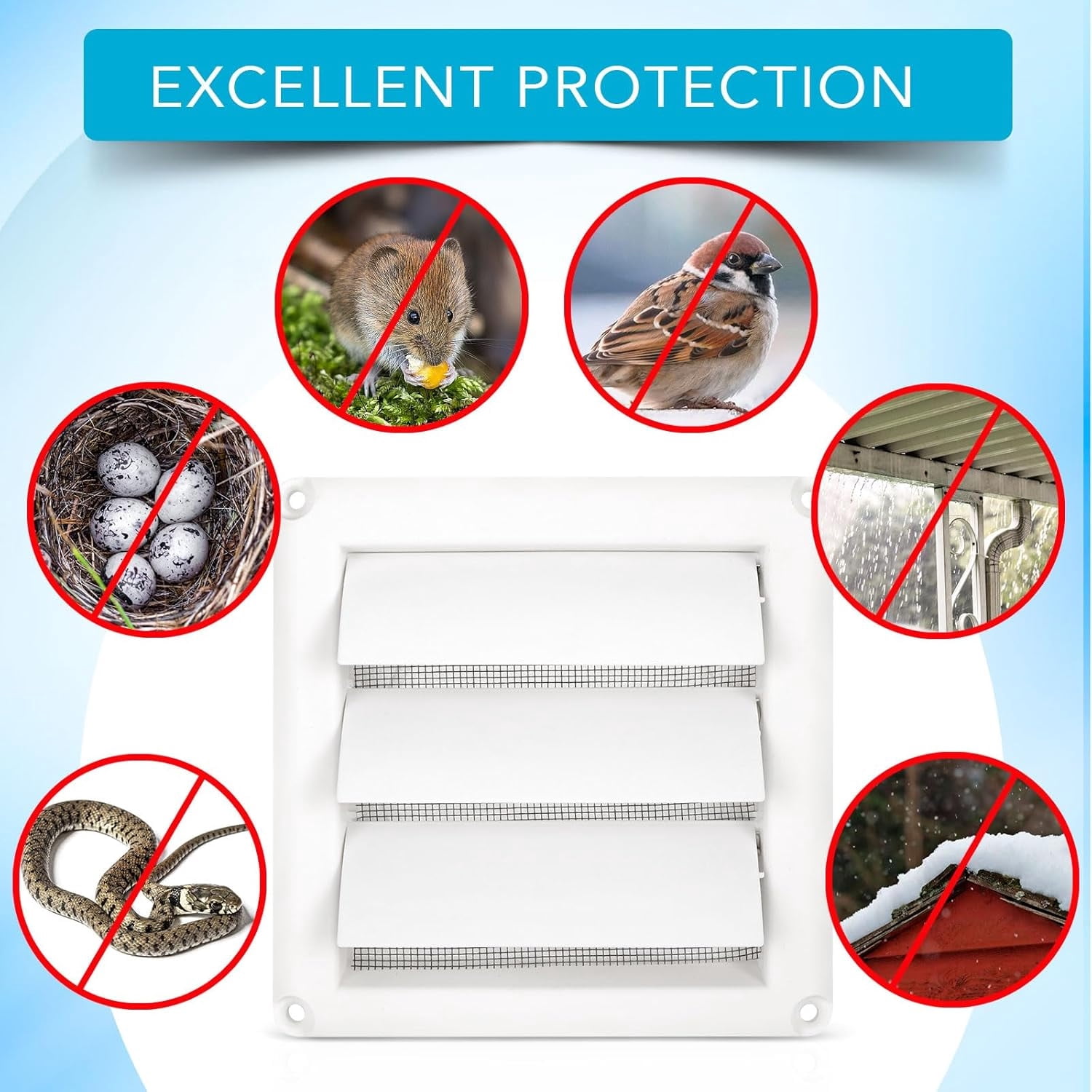 Detetap 4" Dryer Vent Cover for Exterior Wall Vent Hood Outlet Airflow Vent Dryer Air Vent with Plastic Screen Includes 4 Screw for Easy Installation (White)