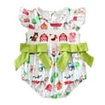 thumbnail image 6 of enyan Baby Girl Romper Farm Chicken Onesie Outfit Ruffle Smocked Bow Bodysuit Western Country Infant Newborn Summer Clothes(Pink & Light Pink,3-6 Months), 6 of 6