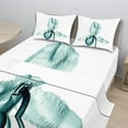 thumbnail image 2 of Ambesonne Nature Fitted & Top Sheet Set with Shams, Modern Flower X-Ray, Teal White, 2 of 8