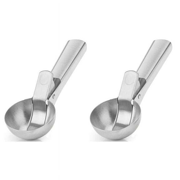 2X Stainless Steel Ice Cream Scoop, Easy to Trigger Release, Scoop with Comfortable Antifreeze Handle