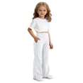 thumbnail image 3 of Shadoumai Girls School Uniform Pants High Stretchy Half Elastic Waist Soft Fabric Slim Flat Front Slacks for Teens, 3 of 3