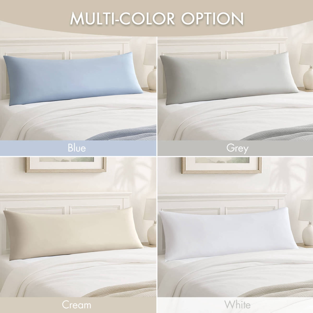 FENGFAN Neutral Cooling Full Body Pillow 20x54" Memory Foam Support Pillow with Washable Cover