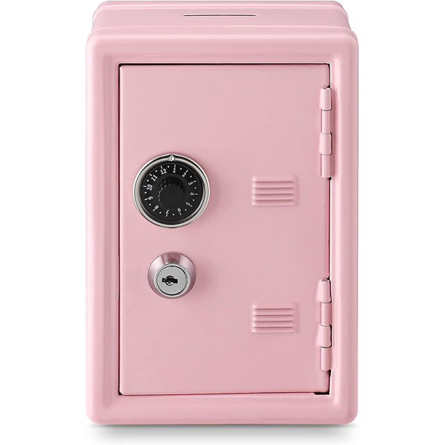 Caja de seguridad para dinero y efectivo, caja de seguridad de tamaño mini para joyas y objetos de valor, 4.6"x 4.2"x 6.9" rosa