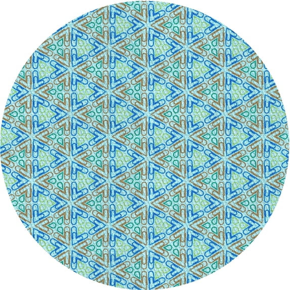 Ahgly Company Machine Washable Indoor Round Transitional Deep-Sea Green Area Rugs, 4' Round