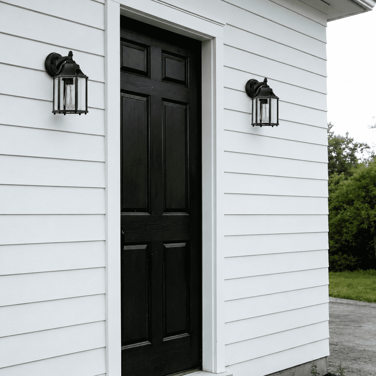 Dusk to Dawn Outdoor Wall Sconce Light Fixture 2 Pack, Waterproof Black Porch Light, Hardwired Exterior Wall Mount Lantern for Garage Entryway Patio