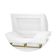 Titan Casket, Cambridge Series 18 Gauge Steel Casket in White & Gold with White Interior
