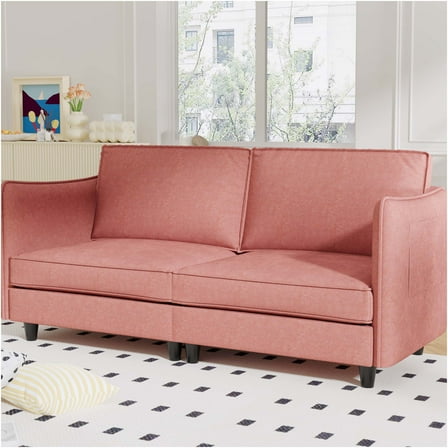 JERFIT Modern Loveseat Sofa for Small Spaces, 2-Seater Comfy Fabric Couch with Pocket Springs, Mid-Century Design for Apartment, Dorm, Office