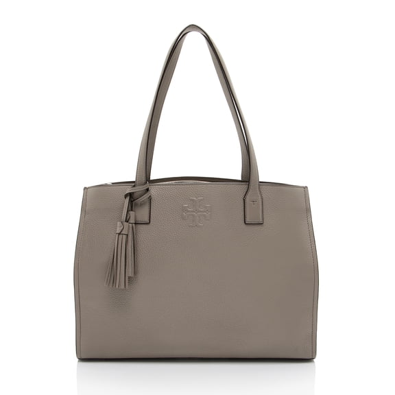 Pre-Owned Tory Burch Pebbled Leather Thea Tassel Large Tote