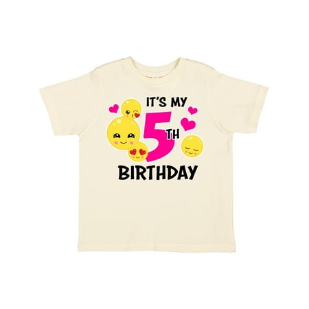 

Inktastic Its My 5th Birthday with Emojis Gift Toddler Toddler Girl T-Shirt