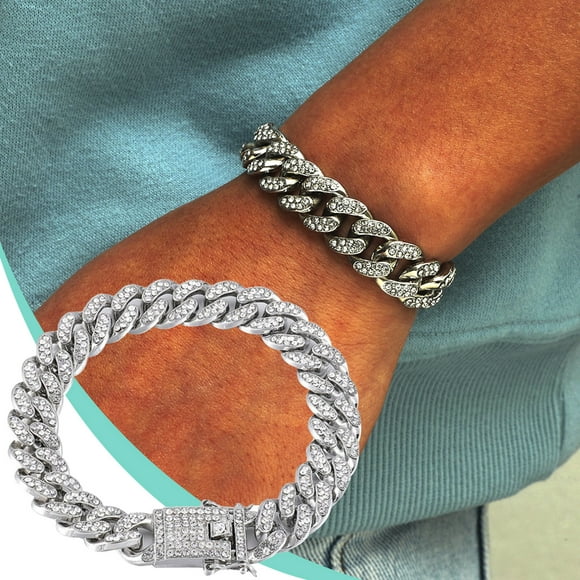 TIMIFIS Bracelets Hip Hop Men Bracelet Series Rhinestone Bracelet Chain Bling Crystal Bracelet Wom - Summer Savings Clearance