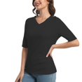 thumbnail image 2 of Casual Women's V-Neck T-Shirts, Trendy Half Sleeve Tops, 2 of 5