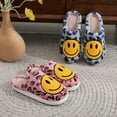 thumbnail image 3 of ZELAND Cozy Leopard Print Smiley Face Cotton Slippers for Couples - Thick Sole Non-Slip Indoor Winter House Shoes for Men & Women, 3 of 5