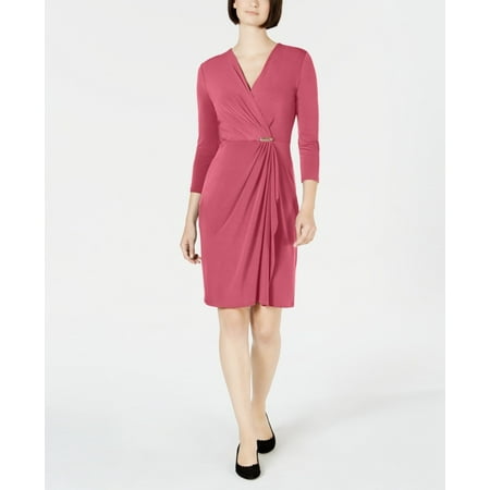 Charter Club Women's Faux Wrap Dress Pink Size Petite Medium