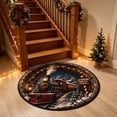 thumbnail image 4 of Sahpxhe Christmas Round Area Rug, 3D Optical Illusion Steam Train Tunnel Pattern Door Mat for Home Porch Indoor Holiday Decor, 4 of 5