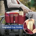 thumbnail image 5 of FINPAC Wheelchair Side Storage Bag, Wheelchair Armrest Accessories Pouch with Cup Holder, Pen Slot and Reflective Strips for Power Walkers, Rollators, Seniors, Red, 5 of 8