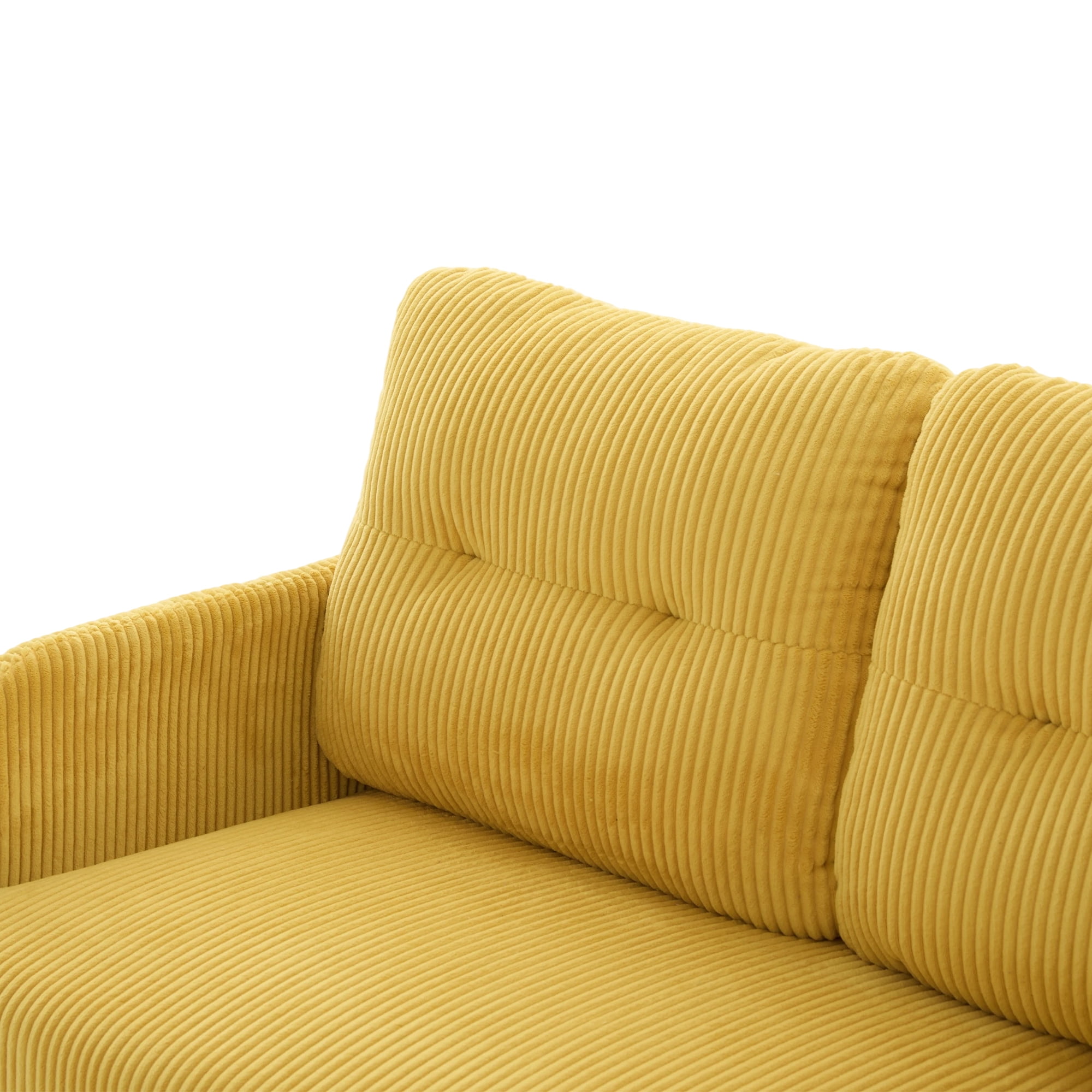 Loveseat, Small Sofa, Couch, Oversized Corduroy 2-Seater Sofa with Side Storage Pockets and Sturdy Metal Legs for Apartment, Dorm or Living Room, Mustard Yellow
