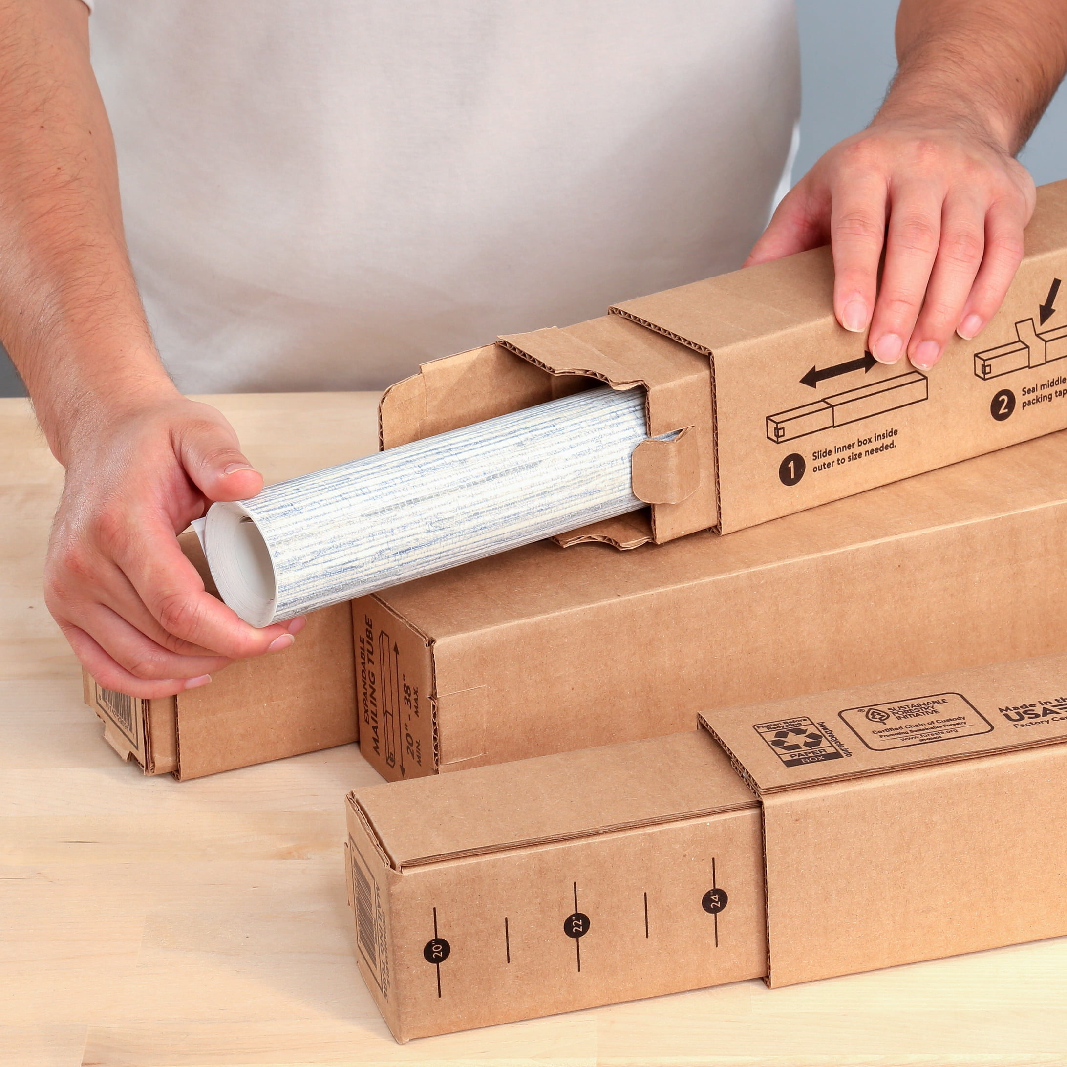 Pen+Gear Corrugated Telescoping Mailing and Shipping Tube, 20” x 2.5” x 2.5” - 38” x 2.5” x 2.5”, 1 Count