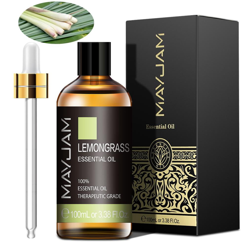 MAYJAM Lemongrass Essential Oils 100ml/3.38 fl.Oz for Diffusers Humidifier 100% Pure Natural Aromatherapy Massage Bath Sleep Relaxation
