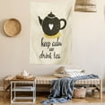 thumbnail image 2 of Keep Calm Tapestry, Drink Tea Lettering with Heart on Lovely Teapot, Wall Hanging for Bedroom Living Room Dorm Decor, 60"W X 80"L, Dark Olive Green Pale Earth Yellow Eggshell, by Ambesonne, 2 of 5