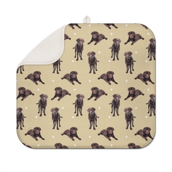Artistic Dog Print Dish Drying Mat Super Absorbent Microfiber Countertop Pad 18"x16"