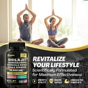 Shilajit 9000 Panax Ginseng 1500MG Ashwagandha 2000MG Rhodiola Rosea 1000MG, Turmeric 500MG, Gingko Biloba 500MG, Stinging Nettle 250MG, Cordyceps Mushroom 500MG (60 Caps)