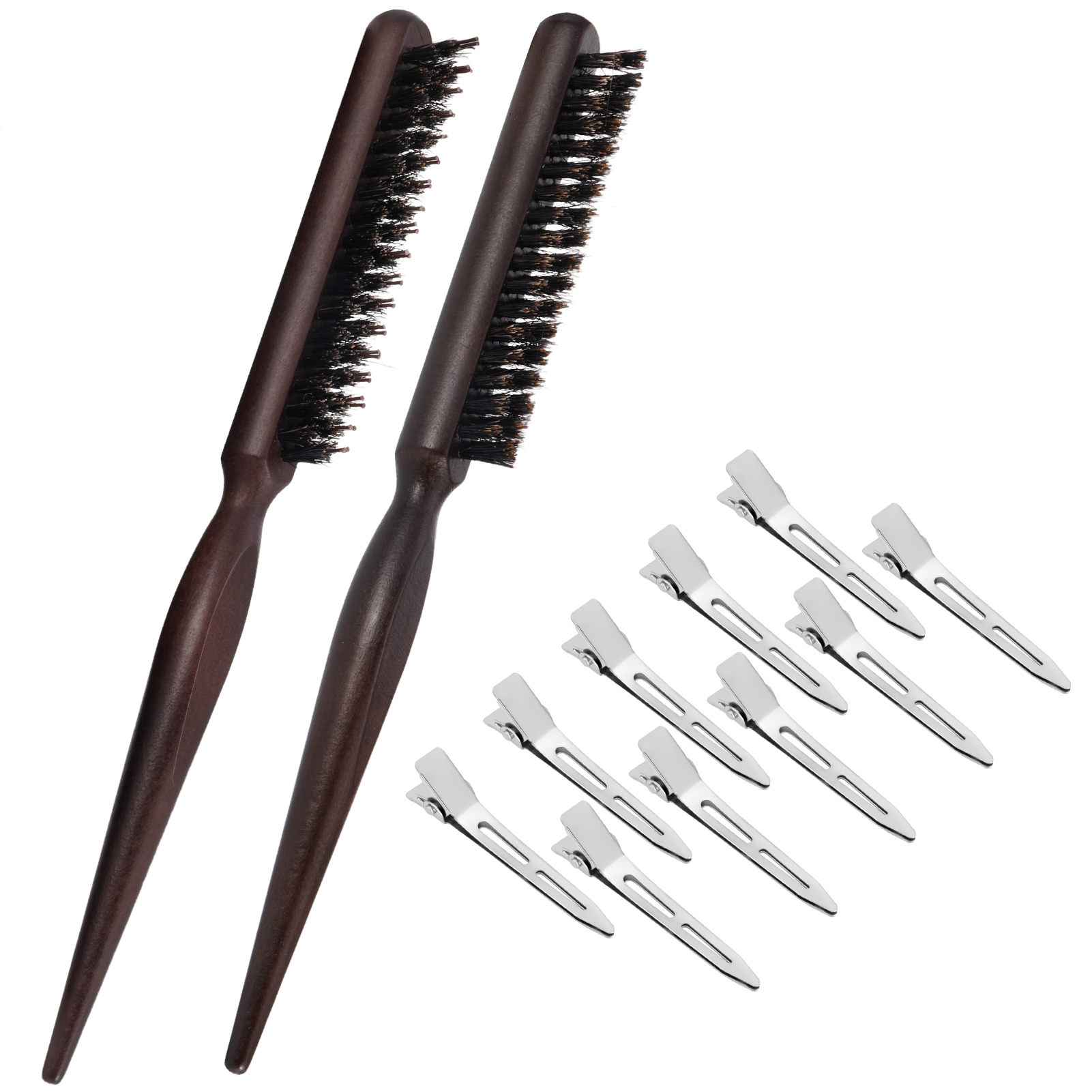 Rumbeast 2 Pcs Boar Bristle Teasing Hair Brush with 10 Hairpins