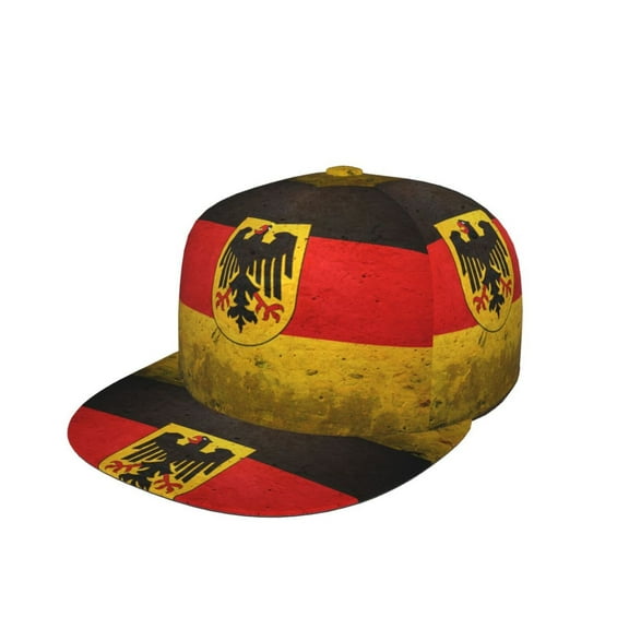 German Eagle Flag Flat Brim Trucker Cap Adjustable Snapback Hat For Men Women
