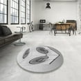 thumbnail image 3 of Ahgly Company Indoor Round Patterned Battleship Gray Area Rugs, 6' Round, 3 of 6