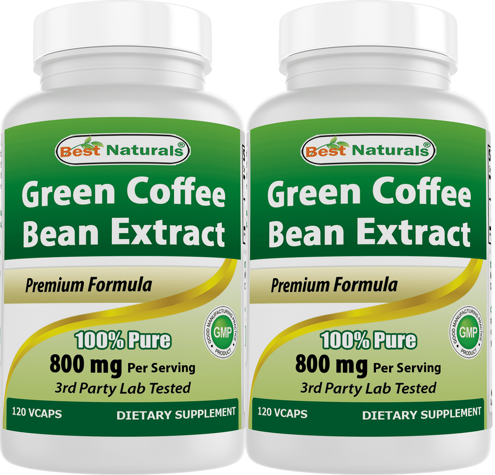 2 Pack Best Naturals Green Coffee Bean Extract 800 mg 120 Vegetarian Capsules