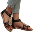 thumbnail image 7 of Women Sandals Under $15, Xunlbb Women's Fashion Casual Retro Bohemian Rhinestone Spring And Summer New Flat Roman Sandals(Black,Size:41), 7 of 7