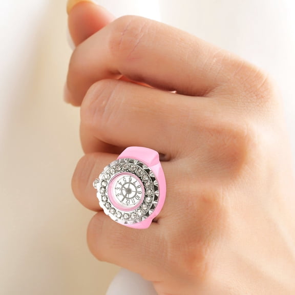 LOLIPPYY Small Pink Finger Ring Watch with Practical Time Viewing Feature