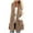 Khaki, variant on BADHUB Womens Sleeveless Sherpa Vest with Pockets Lapel Open Front Fleece Cardigan Sweater Fuzzy Winter Jacket Coat Blue L