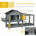 thumbnail image 4 of CoSoTower 65" Wooden Rabbit Hutch, Pet Playpen with Openable Roof, Storage Box, for Rabbits and Small Animals, Dark Grey, 4 of 7