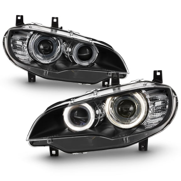 AKKON - Fits 2008-2014 BMW X6 E71 [HID/Xenon AFS] Projector Black Headlights Driver Left Passenger Right Pair Headlamps