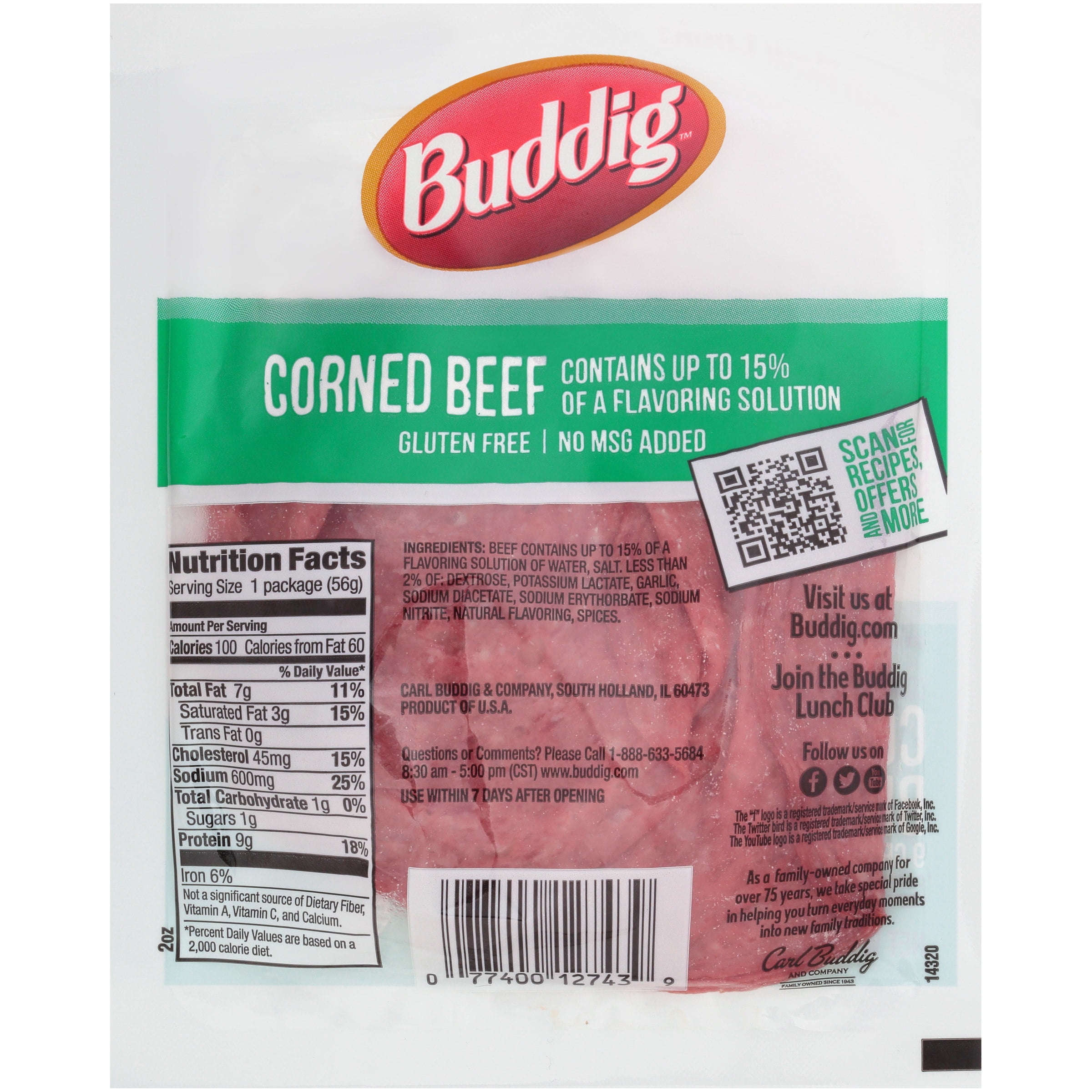 Buddig Original Corned Beef, 8 oz