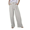 thumbnail image 1 of YFELWZ Womens Elastic Waist Pants Casual Solid Color Tether Loose Yoga Trousers, 1 of 5
