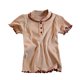 thumbnail image 1 of Camisa de punto Mujer Verano con volantes Manga corta Cuello de muñeca Casual Top, Albaricoque Advancent AP001288-04B, 1 of 7