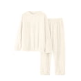 thumbnail image 6 of QIYAGBSA Fleece Pajama Set for Women Soft Warm Jacquard Long Sleeve Top and Pants (White, M), 6 of 6