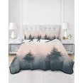 thumbnail image 3 of Rustic Foggy Forest Queen Size Down Alternative Comforter, Lightweight Comforter Quilt Bedding Set with Pillow Shams Watercolor Trees Birds Landscape All Seasons Bed Comforter Duvet Insert 90"x96", 3 of 7