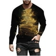 thumbnail image 5 of Christmas Tees For Men Crew Neck Xmas Graphic Print Long Sleeve Pullover Casual Stylish Holiday Funny Tops (L, Gold), 5 of 5