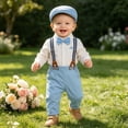 thumbnail image 2 of THDHVS Boys Suit,Toddler Unisex Solid Single Breasted Long Sleeve Bodysuit Overalls Hat Bow 4 Piece Set,Toddler Boy Outfits Multicolor 18-24 Months, 2 of 6