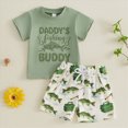 thumbnail image 2 of TOWED22 Toddler Infant Baby Boy Outfits 2 Pieces Round Neck Short Sleeve T-Shirt Casual Cargo Shorts Truck Print Clothes(Green,18-24 Y), 2 of 9
